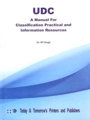 cover image of UDC a Manual for Classification Practical and Information Resources